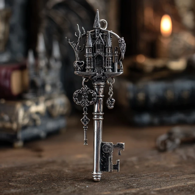 Gothic Skeleton Key with Owl