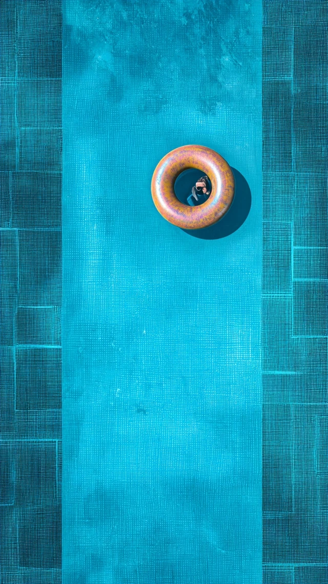 Blue Pool Inflatable Ring Minimalist Art