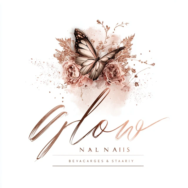 Glow Nails Logo Elegant Butterfly Design