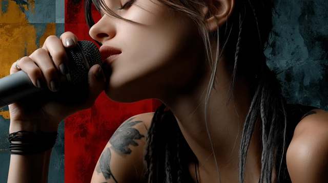 Punk Singer With Arm Tattoo And Dreadlocks