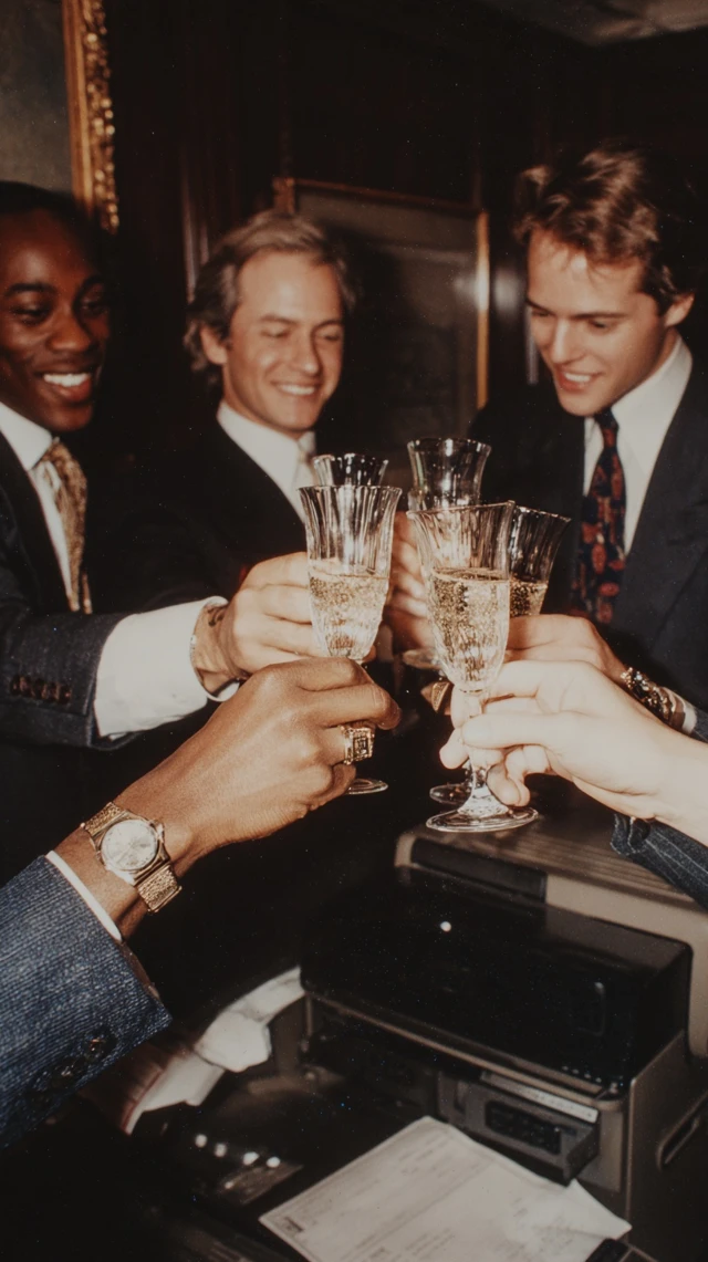 1990s Wall Street Celebration Lawyers in Suits