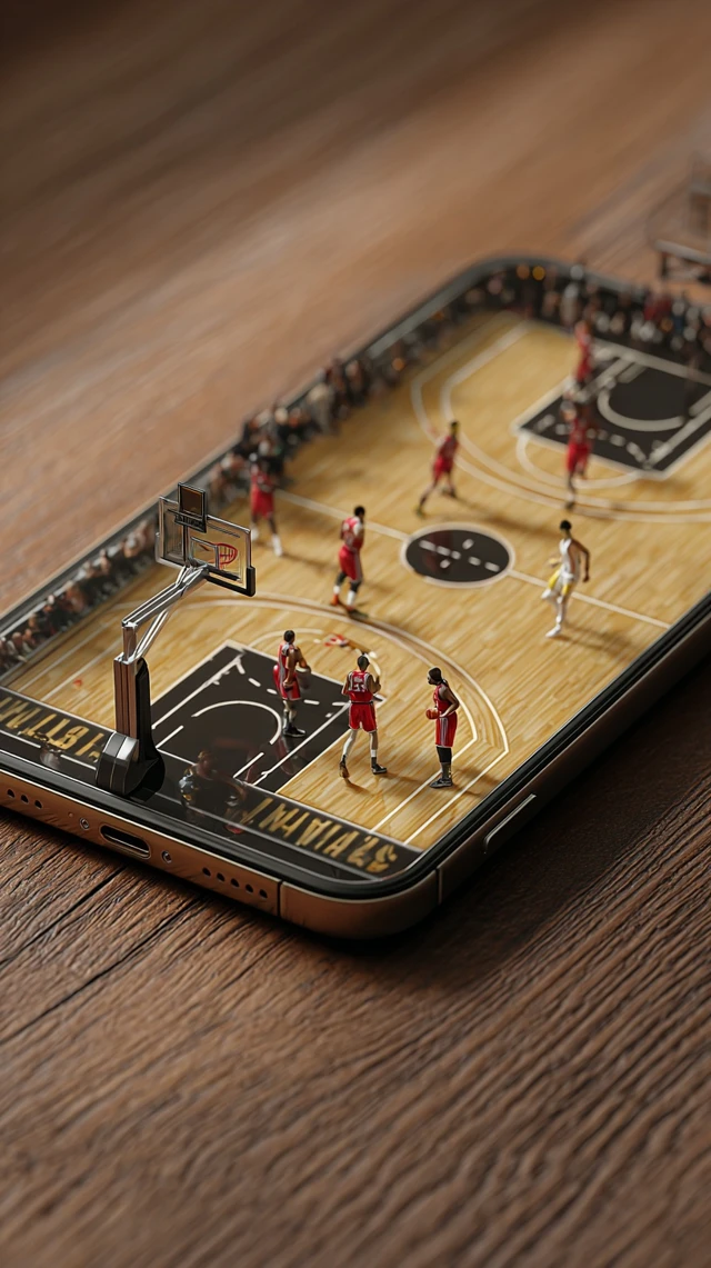 iPhone Basketball Game On Wooden Table