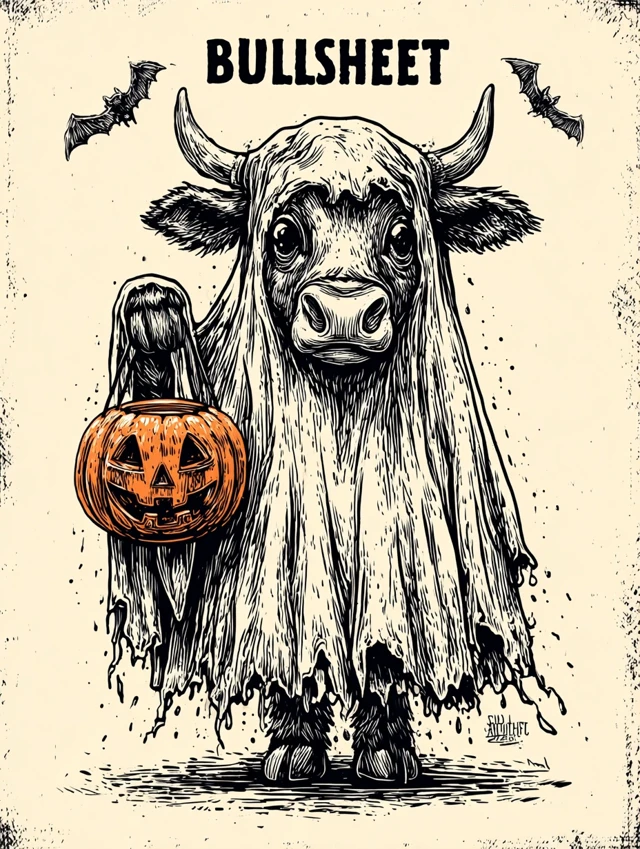 Halloween Cow Ghost Illustration Bullsheet