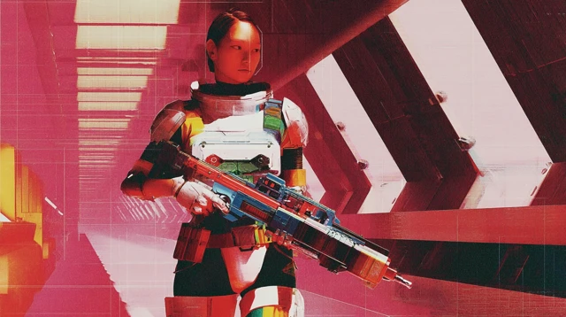 SciFi Soldier in Abandoned Spaceship