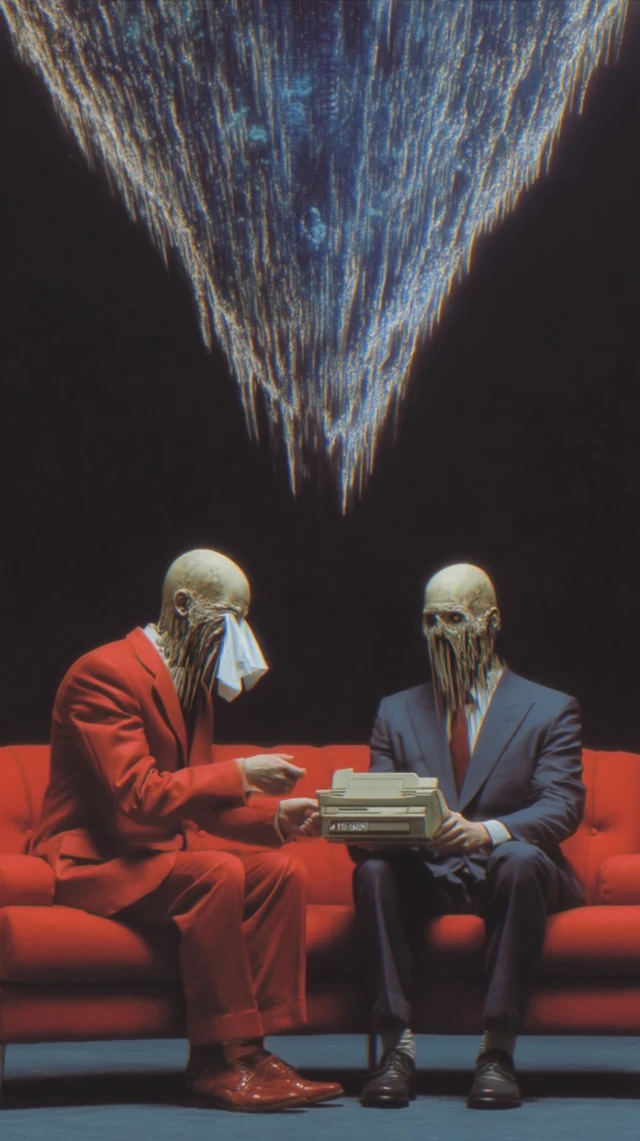 Surrealist Therapist and Patient with Invoice Art