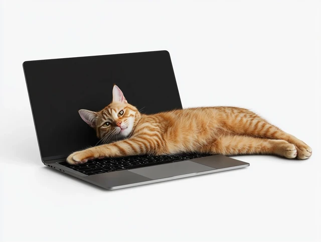 Cat Sleeping on MacBook Pro