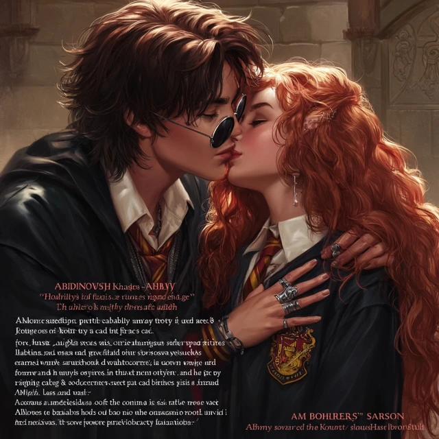 Young Wizard Kissing in Hogwarts Corridor
