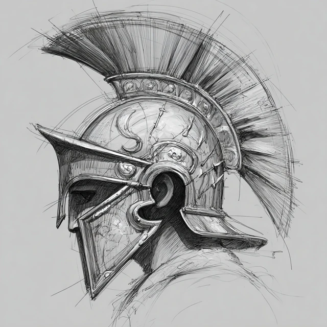 Roman Helmet Drawing Sketch Detailed Illustration