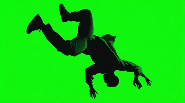 Breakdancer Silhouette in Green and Black
