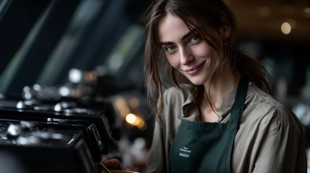 Latin American Barista In Luxury Cafe