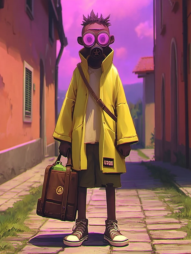 Charismatic Figure Street Scene Cartoon Illustration