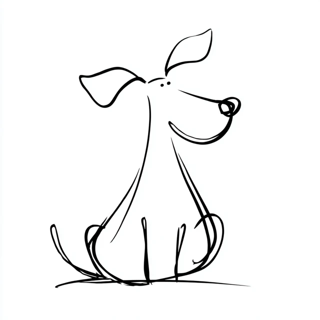 Cartoon Dog Outline Simple Lines