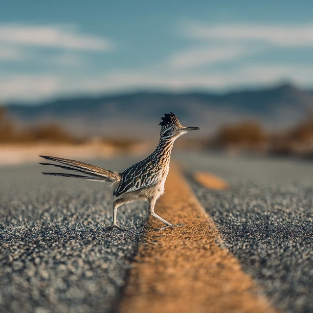 Roadrunner Crossing Desert Highway Real Image
