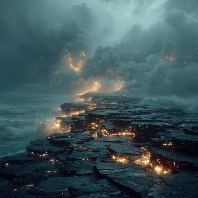 Dark Fantasy Beach Scene Epic Landscape Art