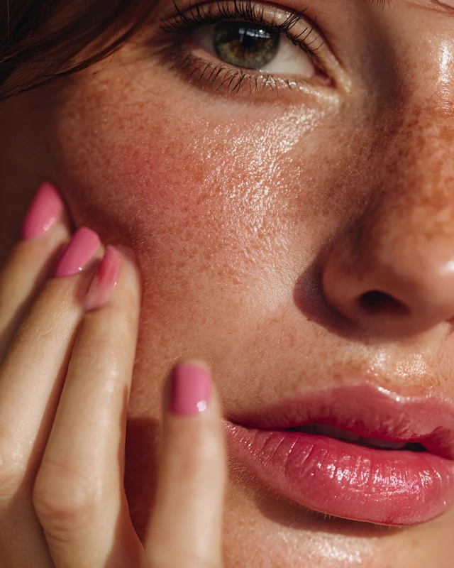 Dewy Skin Close Up Glossy Lips Natural Beauty