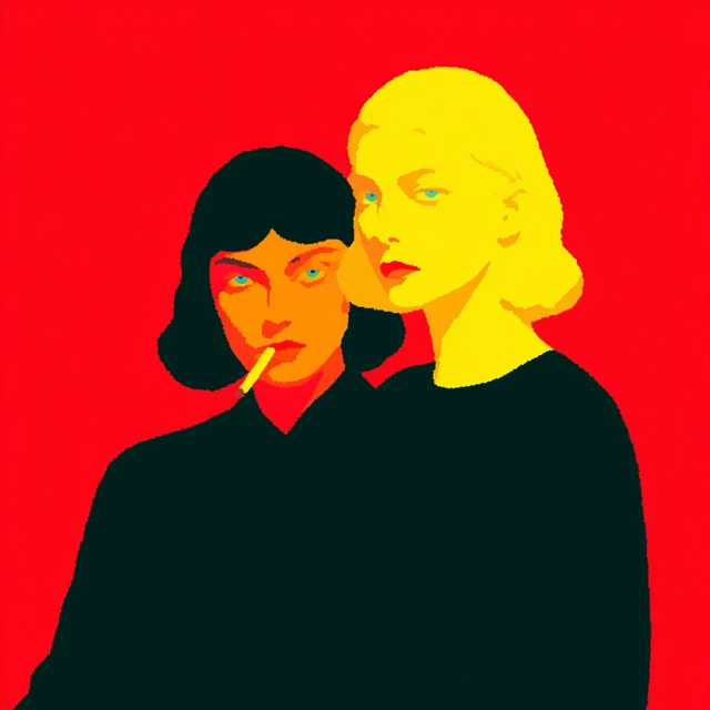 Two Women Illustration Vintage Style