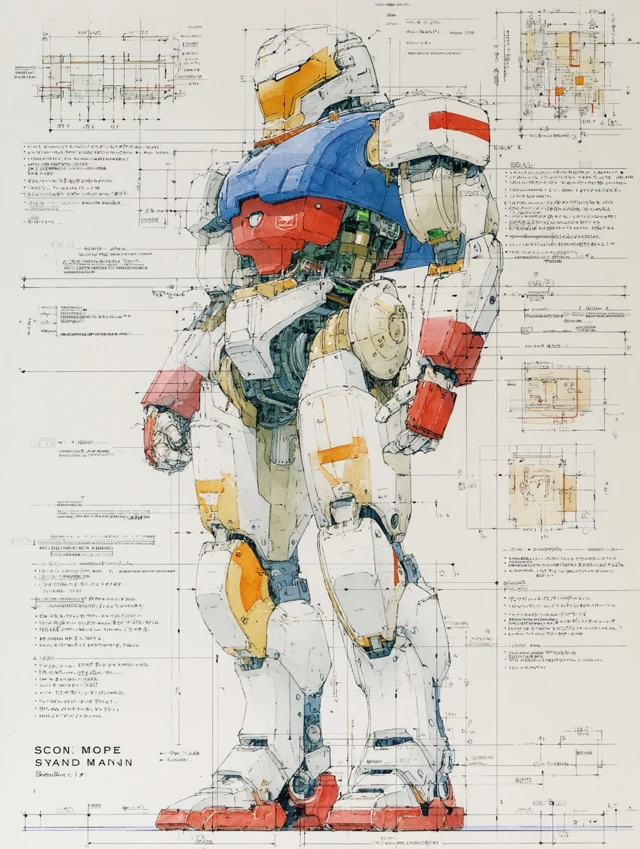 Iron Man Armor Blueprint Engineering Sketch