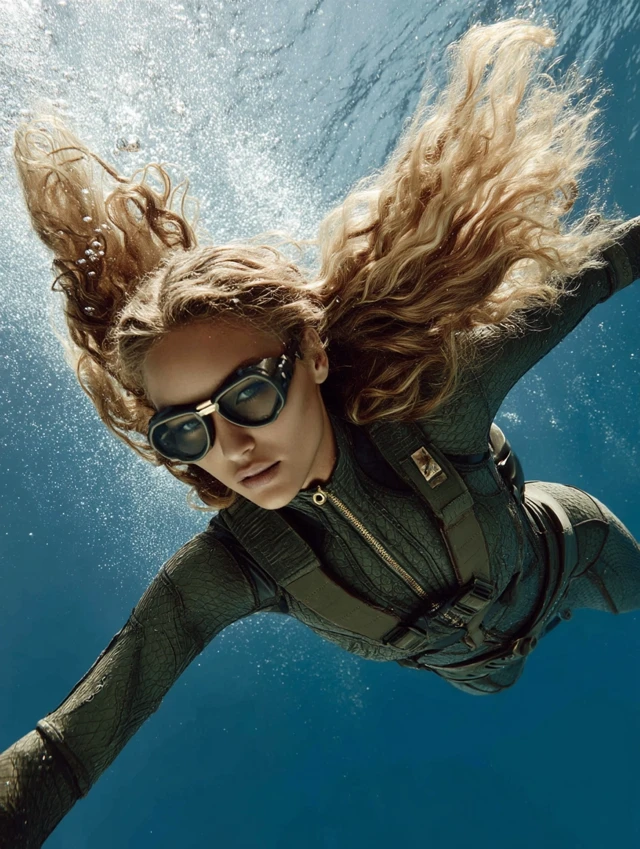 Underwater Action Jessica Alba Futuristic WetSuit Vogue