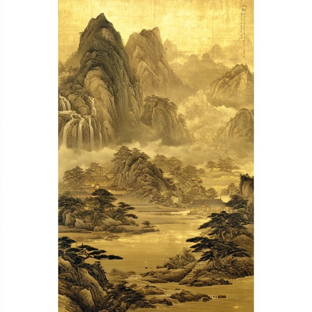 Ming Dynasty Waterfall Painting on Silk