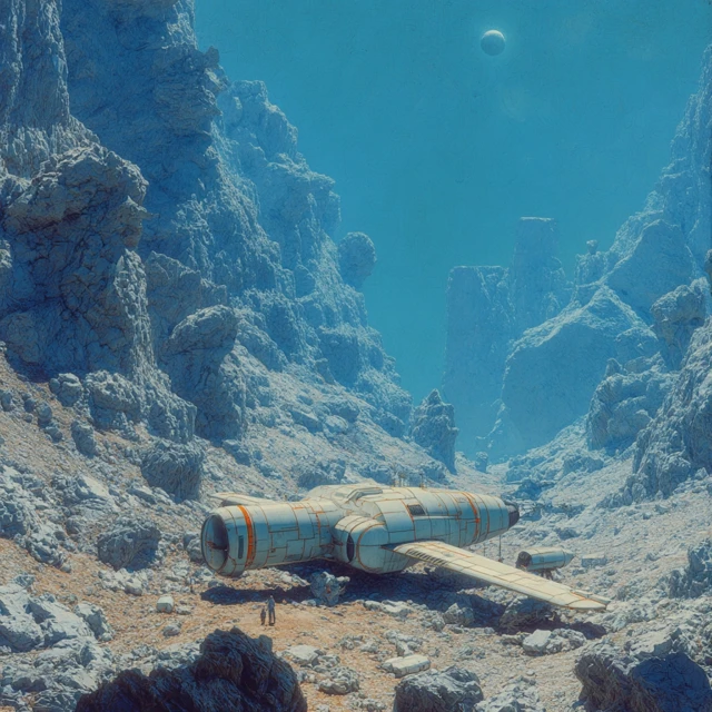 SciFi Explorer on a Cliffside A Moebius Psychedelic Scene