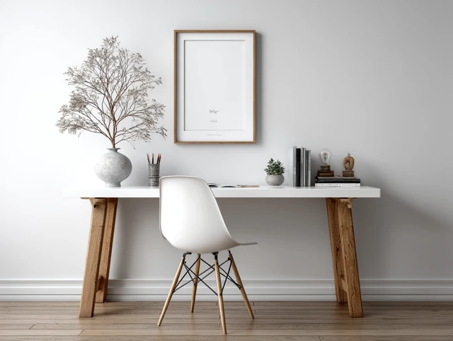 Minimalist White Desk and Chair - Professional Photography