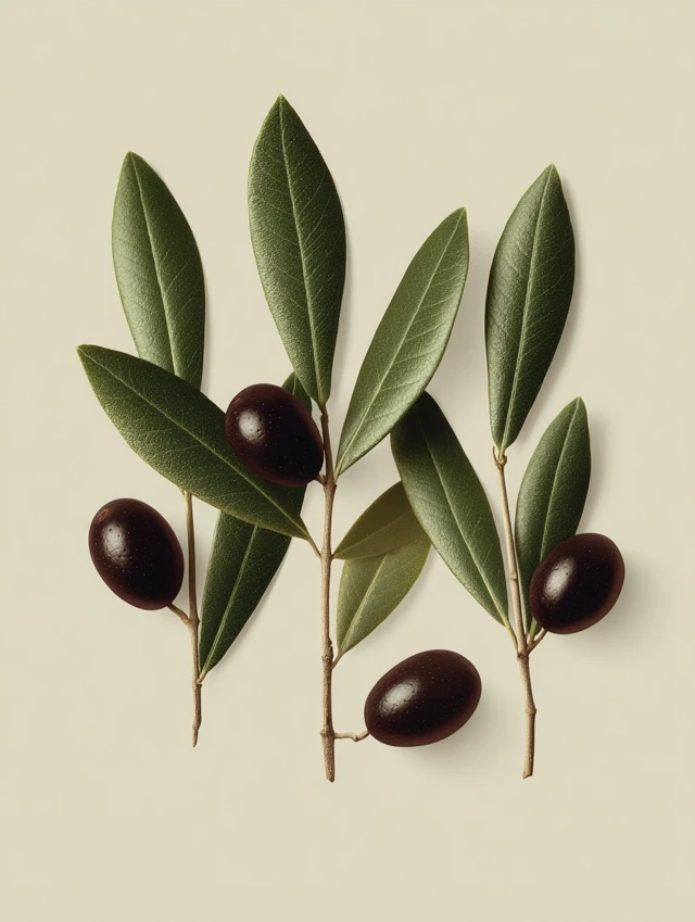 Photorealistic Olive Branch Illustration for Botany