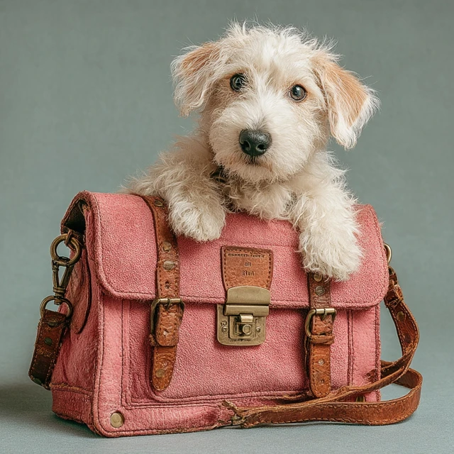 Dog on a Bag Portrait Style Illustration
