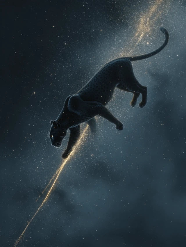 Celestial Black Panther in the Night Sky Photography