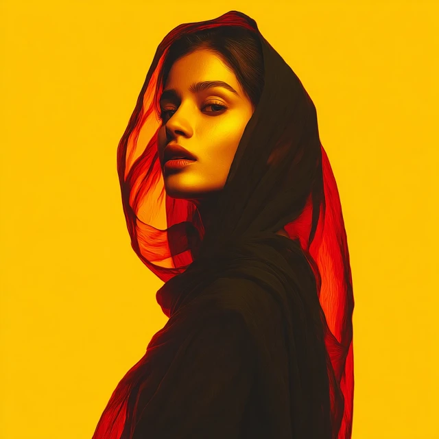 Pakistani Beauty: Dramatic Portrait with Bold Colors