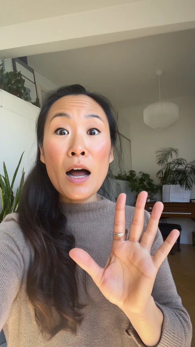 Asian American Woman Home Office Selfie Video