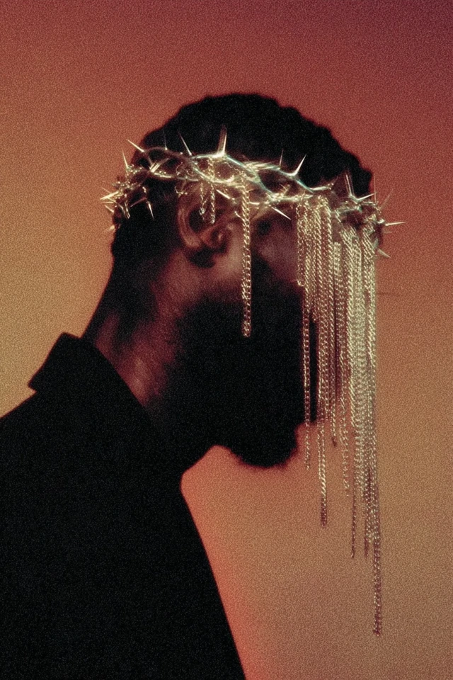 Black Man Profile in Shadow with Crown Illustration