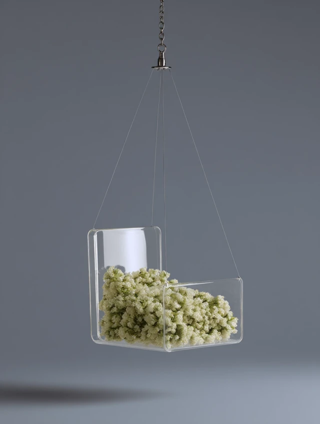 Transparent Stool with Flower Petals Surreal Design
