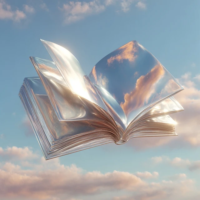 Metallic Book in the Sky Surreal Branding Concept