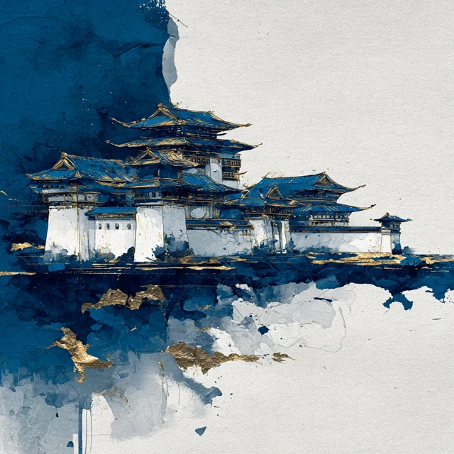 Chinese Palace Art Minimalist Design Abstract Painting