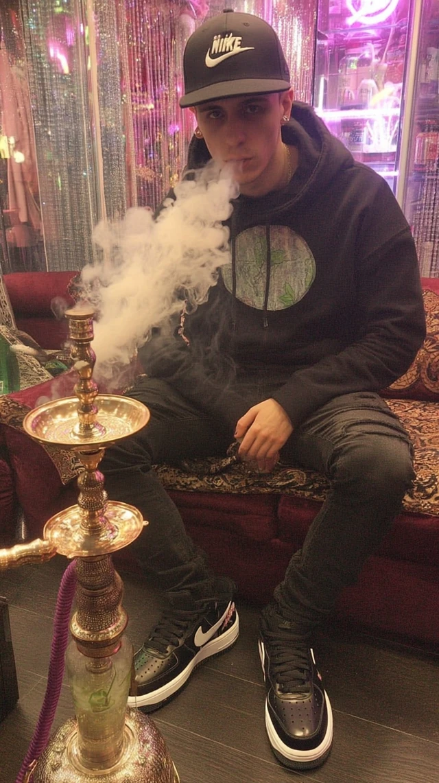 Hookah Master in Upscale Lounge Photorealistic Portrait