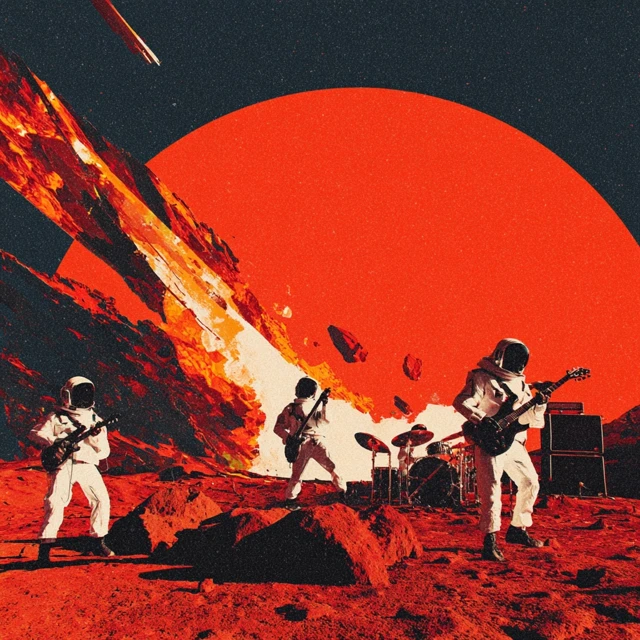 Astronaut Punk Band Playing on Mars