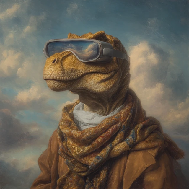 T Rex Dinosaur Portrait in VR Headset