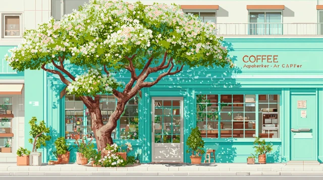Anime Cafe in Tokyo Art Illustration