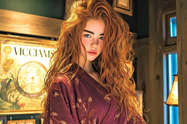 Beautiful European Woman With Luxurious Red Hair