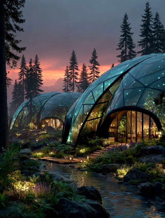 Healing Pods in a Forest AI Sensory Therapy