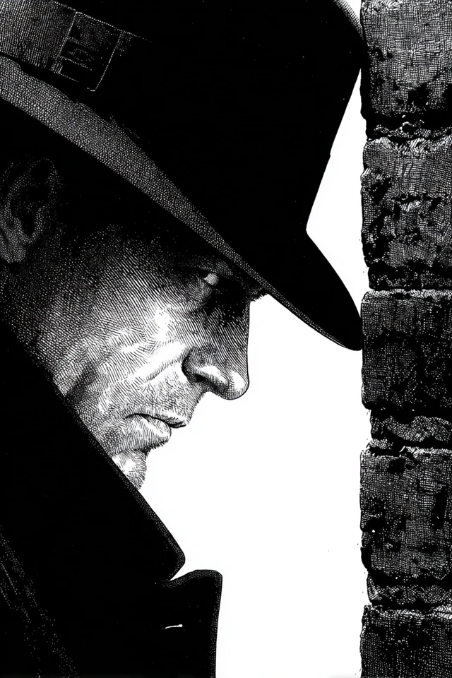Film Noir Scene Illustration in White