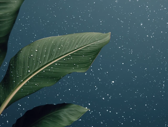 Banana Leaf with Water Droplets