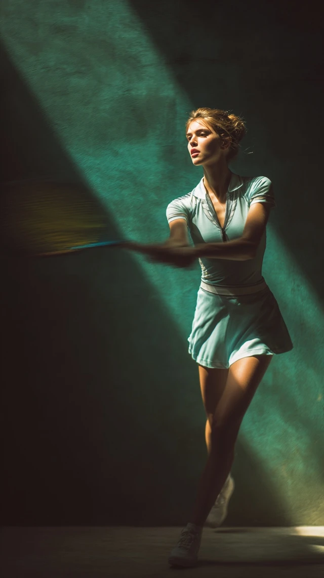 Frontennis Athlete Editorial Photo Dramatic Lighting