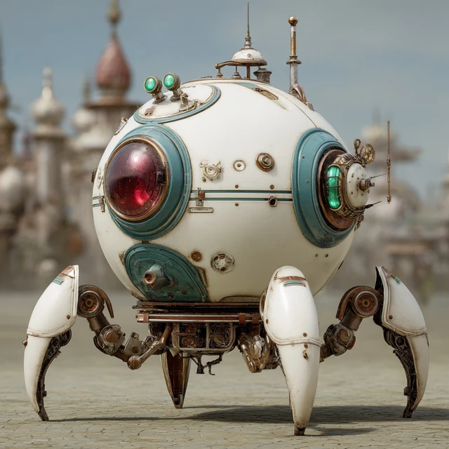 Dieselpunk Robot with Crab Legs in Clockwork City