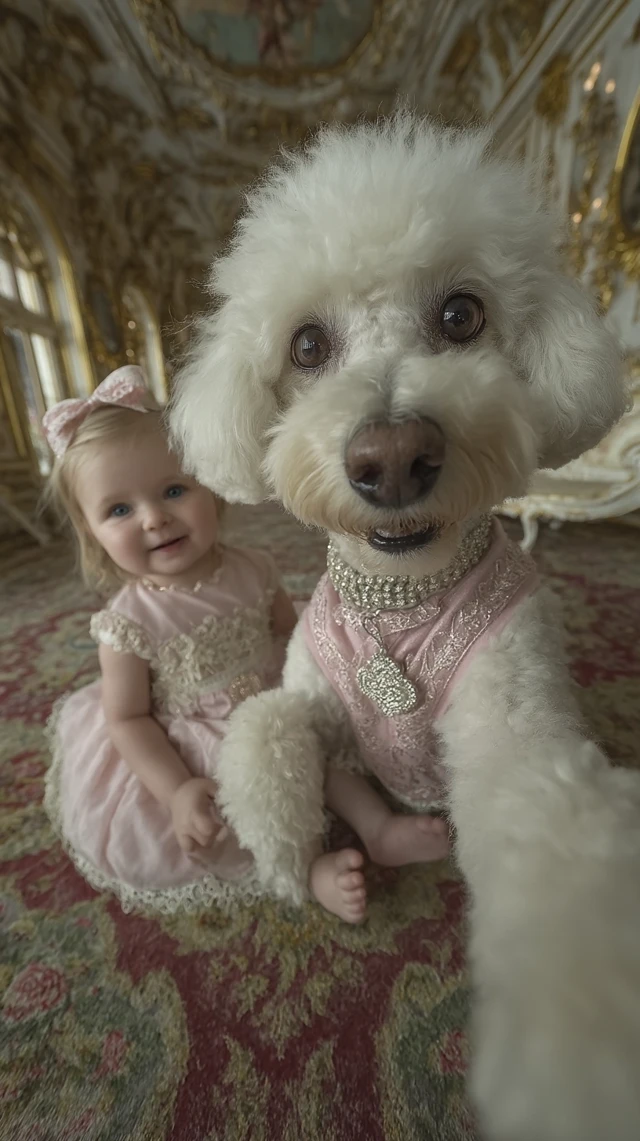 Poodle and Baby Selfie A Regal Moment of Adorable