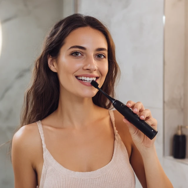 Woman Brushing Teeth Product Photography