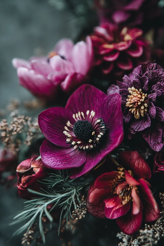 Winter Flower Bouquet Jewel Tones