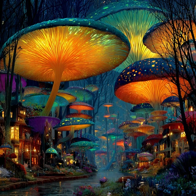 Psychedelic World of Aliens Vivid Colors