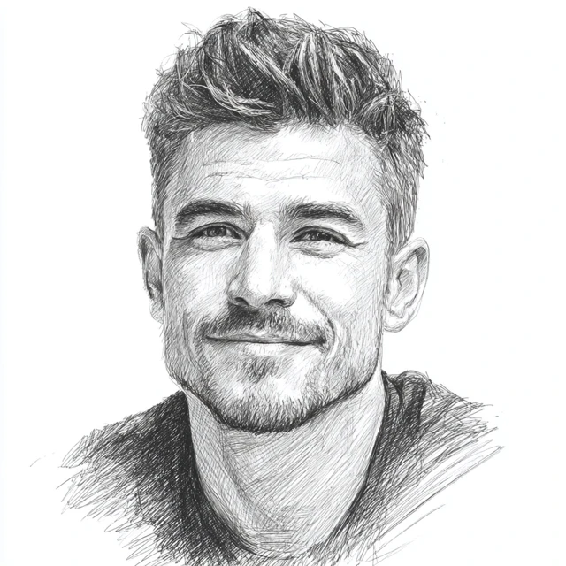 Realistic Black and White Portrait Sketch of a Man