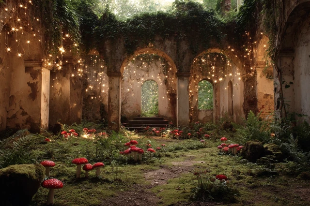 Ivy-Clad Ruin Courtyard Fairy Theme